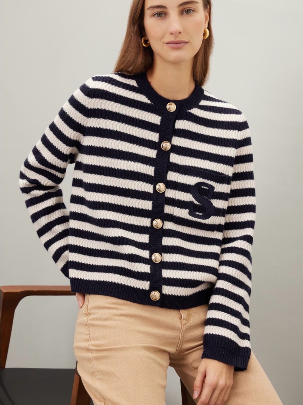 Sandro stripe cardigan sweater